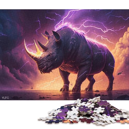 Puzzle für Erwachsene, Art Dream Rhino, 1000 Teile, Kartonpuzzle für Erwachsene und Familien, tolle Geschenke und Spielzeuge 38x26cm/1000 Teile von LiJianXXR