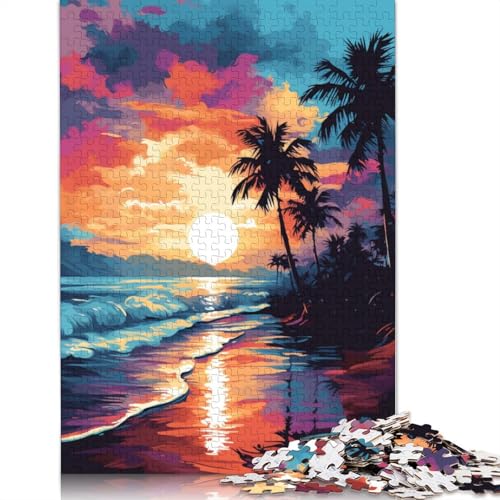 Puzzle für Erwachsene, Art Schöner Strand, 1000 Teile, Puzzle für Erwachsene und Kinder ab 12 Jahren, Kartonpuzzle, Denksportaufgabe, 38 x 26 cm von LiJianXXR