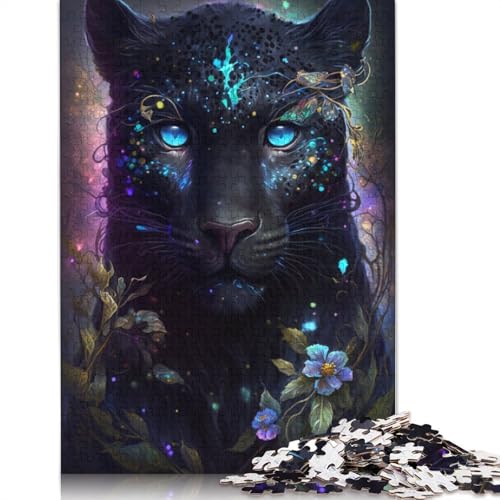 Puzzle für Erwachsene, Black Leopard Flower Galaxy, 1000 Teile Puzzle, Holzpuzzle für Erwachsene und Kinder ab 12 Jahren, Geschenk für Erwachsene und Kinder, Größe: 75 x 50 cm von LiJianXXR