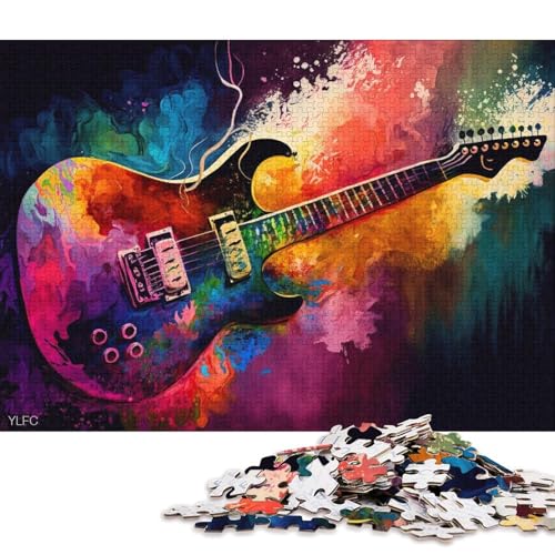 Puzzle für Erwachsene, Bunte Gitarre, 1000 Teile, Puzzle für Erwachsene, Holzpuzzle für Erwachsene und Jugendliche ab 12 Jahren, tolles Geschenk für Erwachsene (Größe 75 * 50 cm) von LiJianXXR