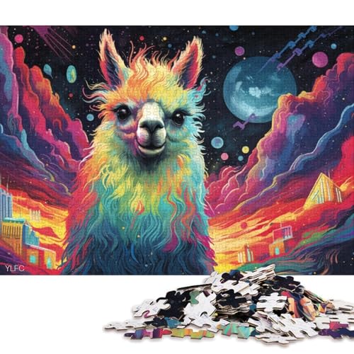 Puzzle für Erwachsene, Bunte Tiere, Alpaka, 1000 Teile, Holzpuzzle für Erwachsene und Familien, tolle Geschenke und Spielzeuge 75x50cm/1000 Teile von LiJianXXR