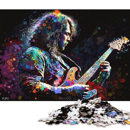 Puzzle für Erwachsene, Bunter Gitarrenspieler, 1000 Teile, Puzzle für Erwachsene, Geschenke, Holzpuzzle für Erwachsene und Kinder ab 12 Jahren, Lernspiele (Größe 75 * 50 cm) von LiJianXXR