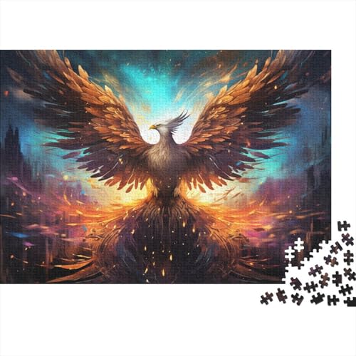 Puzzle für Erwachsene, Bunter Psychedelischer Phönix, 1000 Teile, Puzzle für Erwachsene und Kinder, Holzpuzzle, geeignet für Erwachsene, tolles Geschenk für Erwachsene, 50 x 75 cm von LiJianXXR