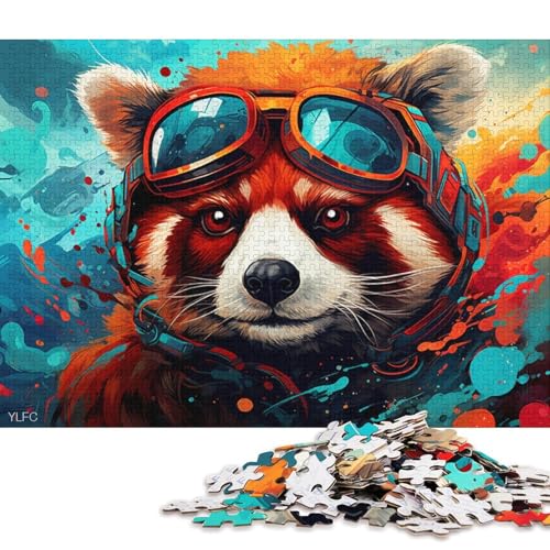 Puzzle für Erwachsene, Bunter Roboter, Roter Panda, 1000 Teile, Holzpuzzle für Erwachsene und Familien, tolle Geschenke und Spielzeuge 75x50cm/1000 Teile von LiJianXXR