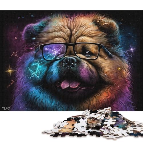 Puzzle für Erwachsene, Chow-Chow mit Brille, 1000-teiliges Puzzle, Holzpuzzle für Erwachsene und Kinder, anspruchsvolles Spiel (Größe 75 * 50 cm) von LiJianXXR