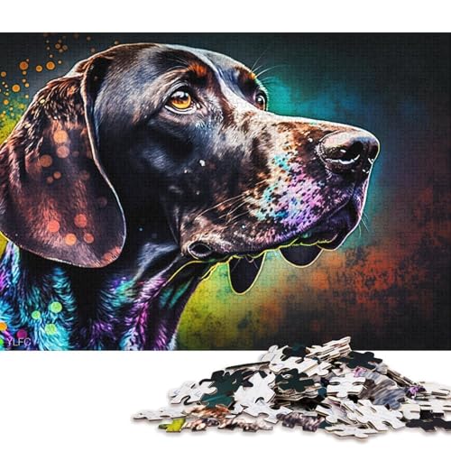 Puzzle für Erwachsene, Deutscher Kurzhaar-Vorstehhund, lustiges Puzzle für Erwachsene, 1000-teiliges Holzpuzzle für Erwachsene, Familienurlaub zu Hause, Zeitvertreib (Größe 75 * 50 cm) von LiJianXXR