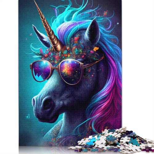 Puzzle für Erwachsene, Einhörner mit Brille, 1000-teiliges Puzzle aus Karton für Jugendliche und Erwachsene, Lernspiel, Herausforderungsspielzeug, 38 x 26 cm von LiJianXXR