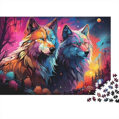 Puzzle für Erwachsene, Fantasie-Farbmalerei, Wolf, 1000-teiliges Erwachsenenpuzzle, Holzpuzzle für Erwachsene und Kinder ab 12 Jahren, Lernspiel, 50 x 75 cm von LiJianXXR