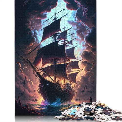 Puzzle für Erwachsene, Fantasie-Piratenschiff, 1000 Teile, Puzzle für Erwachsene, Geschenke für Erwachsene und Kinder ab 12 Jahren, Kartonpuzzle, pädagogische Herausforderung, Größe: 38 x 26 cm von LiJianXXR