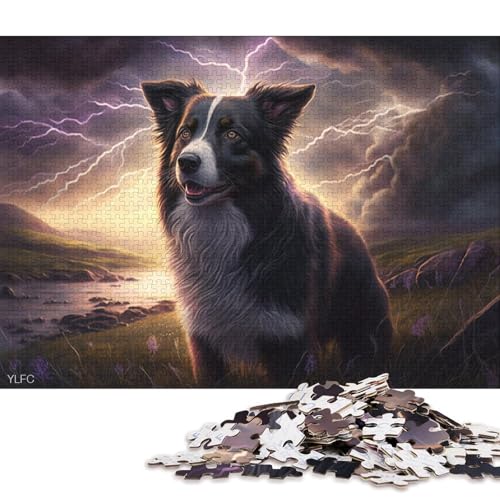 Puzzle für Erwachsene, Fantasy Art Border Collie, 1000-teiliges Puzzle, Lernspiele für Erwachsene und Kinder, Papppuzzle, lustiges Puzzle für die ganze Familie 38x26cm/1000 Teile von LiJianXXR