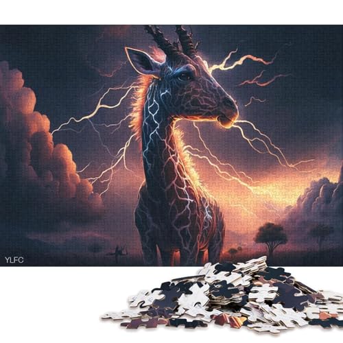 Puzzle für Erwachsene, Fantasy-Art-Giraffe, 1000-teiliges Puzzle, Lernspiele für Erwachsene und Kinder, Holzpuzzle, lustiges Puzzle für die ganze Familie 75x50cm/1000 Teile von LiJianXXR