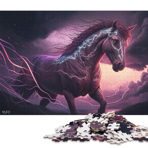 Puzzle für Erwachsene, Fantasy-Kunst-Pferd, 1000 Teile, Holzpuzzle für Erwachsene und Familien, tolle Geschenke und Spielzeuge 75x50cm/1000 Teile von LiJianXXR