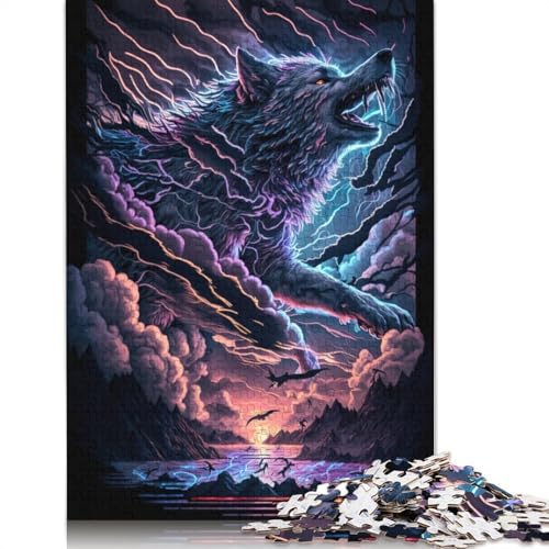 Puzzle für Erwachsene, Fantasy-Wolf, 1000 Teile, Puzzle für Erwachsene, Holzpuzzle für Erwachsene und Kinder ab 12 Jahren, tolles Geschenk für Erwachsene (Größe 75 x 50 cm) von LiJianXXR