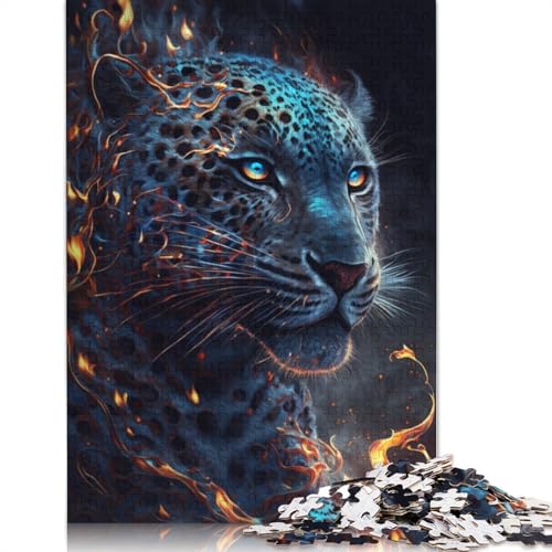 Puzzle für Erwachsene, Feuertier, Leopard, 1000 Teile, Holzpuzzle für Erwachsene und Kinder ab 12 Jahren, tolles Geschenk für Erwachsene, Größe: 75 x 50 cm von LiJianXXR