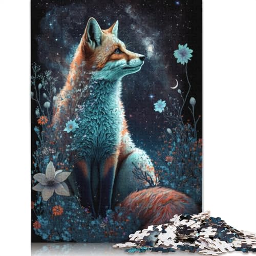 Puzzle für Erwachsene, Fuchs und Blumen, 1000 Teile, Puzzle für Erwachsene und Kinder, Holzpuzzle, geeignet für Erwachsene, tolles Geschenk für Erwachsene (Größe 75 x 50 cm) von LiJianXXR