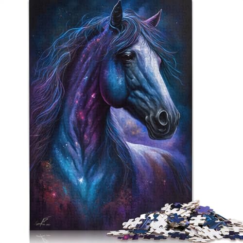 Puzzle für Erwachsene, Galaxie, Weltraumpferd, Puzzle für Erwachsene, 1000 Teile, Holzpuzzle für Jugendliche und Kinder, tolles Geschenk für Erwachsene (Größe 75 x 50 cm) von LiJianXXR