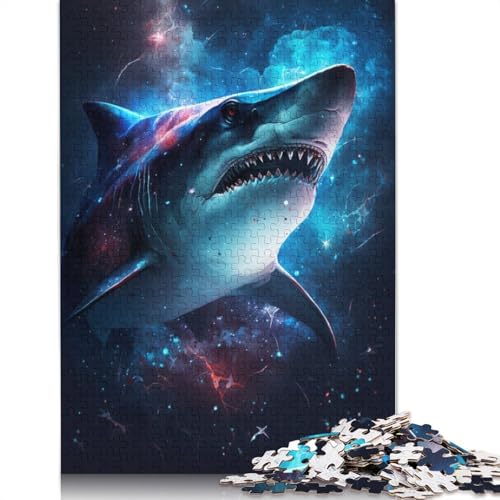 Puzzle für Erwachsene, Galaxy Shark, 1000 Teile, Puzzle für Erwachsene, Geschenke für Erwachsene und Kinder ab 12 Jahren, Holzpuzzle, pädagogische Herausforderung, Größe: 75 x 50 cm von LiJianXXR