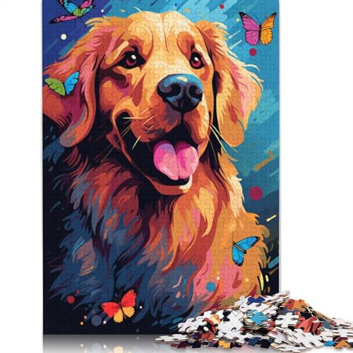 Puzzle für Erwachsene, Golden Retriever-Schmetterling, 1000-teiliges Puzzle für Erwachsene, Kartonpuzzle für Erwachsene und Kinder ab 12 Jahren, Heimdekorationspuzzle, 38 x 26 cm von LiJianXXR