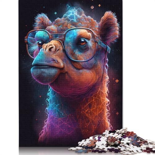 Puzzle für Erwachsene, Kamel mit Brille, 1000-teiliges Puzzle, Kartonpuzzle für Erwachsene und Kinder ab 12 Jahren, Lernspiel, Herausforderungsspielzeug, Größe: 38 x 26 cm von LiJianXXR