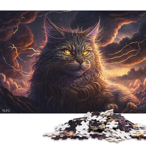 Puzzle für Erwachsene, Kunst, Maine-Coon-Katze, Puzzle für Erwachsene, 1000-teiliges Holzpuzzle, Teenager- und Kinderspiel, Spielzeug für Erwachsene 75x50cm/1000 Teile von LiJianXXR