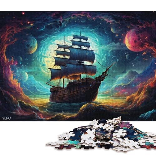 Puzzle für Erwachsene, Kunst-Piratenschiff, 1000 Teile, Holzpuzzle für Erwachsene und Familien, tolle Geschenke und Spielzeuge 75x50cm/1000 Teile von LiJianXXR