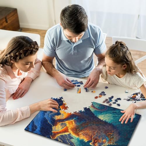 Puzzle für Erwachsene, Löwe, 1000-teiliges Puzzlespiel, Kartonpuzzle für Erwachsene und Kinder ab 12 Jahren, Familienaktivität, Größe 38 x 26 cm von LiJianXXR