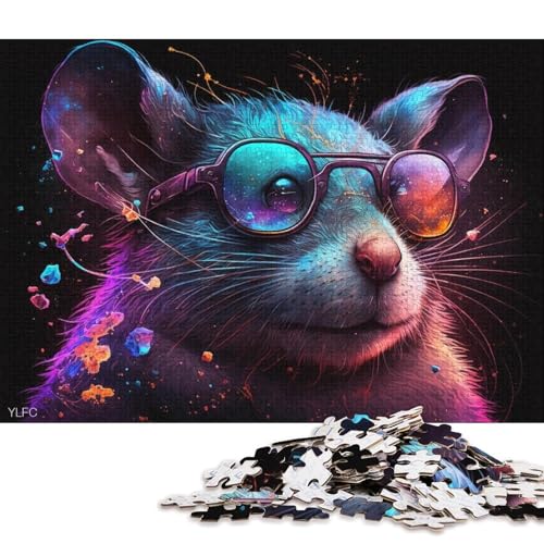 Puzzle für Erwachsene, Maus mit Brille, 1000 Teile, Puzzle für Erwachsene, Geschenke, Holzpuzzle für Erwachsene und Kinder ab 12 Jahren, Lernspiele (Größe 75 * 50 cm) von LiJianXXR