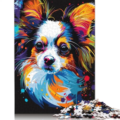 Puzzle für Erwachsene, Papillon-Hundekunst für Erwachsene, 1000-teiliges Puzzle, Karton-Puzzle für Erwachsene und Kinder ab 12 Jahren, Geschenkspielzeug, Größe 38 x 26 cm von LiJianXXR