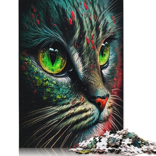 Puzzle für Erwachsene, Porträt Einer schönen Katze, 1000-teiliges Puzzle für Erwachsene, Holzpuzzle für Erwachsene und Kinder ab 12 Jahren, einzigartiges Herausforderungsspiel, 75 x 50 cm von LiJianXXR