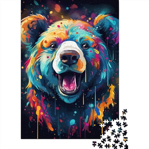 Puzzle für Erwachsene, Psychedelic Color Bear, Puzzles für Erwachsene, 1000 Teile, Holzpuzzle für Erwachsene und Kinder ab 12 Jahren, Denksport-Puzzle (Größe 75 x 50 cm) von LiJianXXR