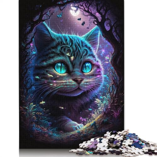 Puzzle für Erwachsene, Psychedelische Katzen-Blumen-Galaxie, 1000-teiliges Puzzle aus Karton für Erwachsene und Kinder ab 12 Jahren, Lernspiel, Herausforderungsspielzeug, Größe: 38 x 26 cm von LiJianXXR