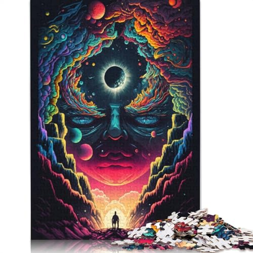 Puzzle für Erwachsene, Psychedelischer Totenkopf, 1000-teiliges Puzzle für Erwachsene, Holzpuzzle für Erwachsene und Kinder, schwierige und schwere Puzzles für Frauen und Männer, 75 x 50 cm von LiJianXXR