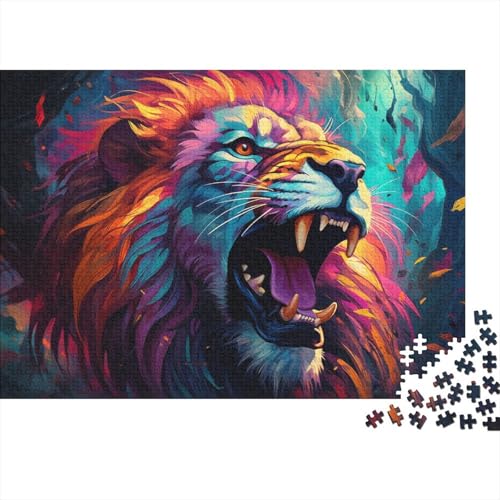 Puzzle für Erwachsene, Psychedelischer bunter Löwe, Puzzle für Erwachsene, 1000 Teile, Holzpuzzle für Erwachsene und Kinder ab 12 Jahren, Entspannungspuzzlespiele, 50 x 75 cm von LiJianXXR