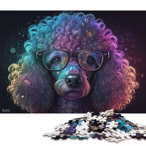 Puzzle für Erwachsene, Pudel mit Brille, 1000-teiliges Puzzle für Erwachsene, Papppuzzle für Erwachsene und Jugendliche ab 12 Jahren, tolles Geschenk für Erwachsene (Größe 38 * 26 cm) von LiJianXXR