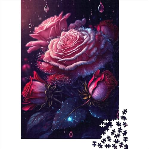 Puzzle für Erwachsene, Puzzle Schöne Rose, Puzzle 1000 Teile für Erwachsene, Holzpuzzle für Erwachsene und Kinder ab 12 Jahren, lustiges Geschenk, Größe: 75 x 50 cm von LiJianXXR