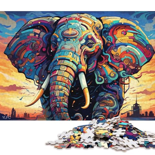 Puzzle für Erwachsene, Roboter-Elefant-Kunst, 1000 Teile, Holzpuzzle für Erwachsene und Familien, tolle Geschenke und Spielzeuge 75x50cm/1000 Teile von LiJianXXR