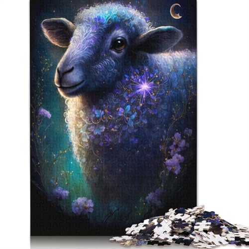 Puzzle für Erwachsene, Schaf, Blume, Galaxie, 1000 Teile, Holzpuzzle für Erwachsene und Kinder ab 12 Jahren, tolles Geschenk für Erwachsene, Größe: 75 x 50 cm von LiJianXXR