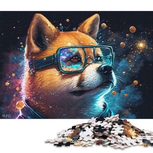 Puzzle für Erwachsene, Shiba Inu mit Brille, 1000 Teile, Puzzle für Erwachsene, Geschenke, Holzpuzzle für Erwachsene und Kinder ab 12 Jahren, Lernspiele (Größe 75 * 50 cm) von LiJianXXR