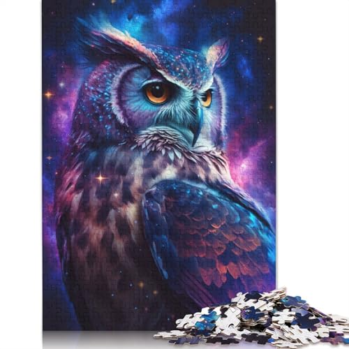 Puzzle für Erwachsene, Tier-Eule, Galaxie-Puzzle für Erwachsene, 1000 Teile, Karton-Puzzle für Erwachsene, Kinderspiel, Spielzeug für Erwachsene, Größe: 38 x 26 cm von LiJianXXR