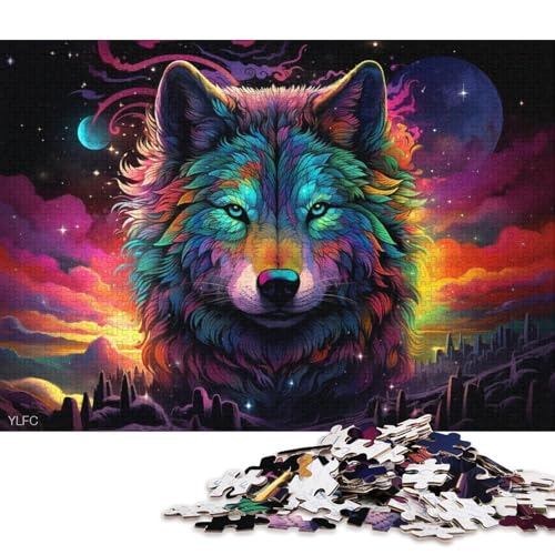 Puzzle für Erwachsene, Tierwolf, 1000 Teile, Holzpuzzle für Erwachsene und Familien, tolle Geschenke und Spielzeuge 75x50cm/1000 Teile von LiJianXXR