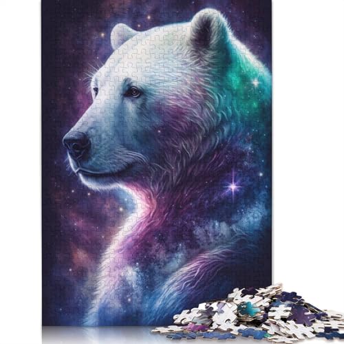 Puzzle für Erwachsene, Weltraum, Galaxie, Eisbär, Puzzle, 1000 Teile, Holzpuzzle, geeignet für Erwachsene und Kinder ab 12 Jahren, tolle Geschenke zu Weihnachten, Größe: 75 x 50 cm von LiJianXXR