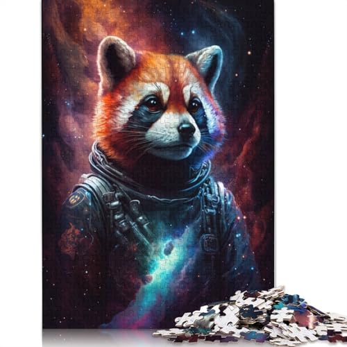 Puzzle für Erwachsene, Weltraum-Astronaut, Roter Panda, Puzzle für Erwachsene, 1000 Teile, Holzpuzzle für Erwachsene und Kinder, Denksport-Puzzle (Größe 75 x 50 cm) von LiJianXXR