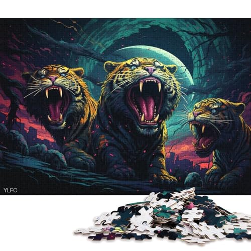 Puzzle für Erwachsene, Wütender Tiger, 1000-teiliges Puzzle, Lernspiele für Erwachsene und Kinder, Kartonpuzzle, lustiges Puzzle für die ganze Familie 38x26cm/1000 Teile von LiJianXXR