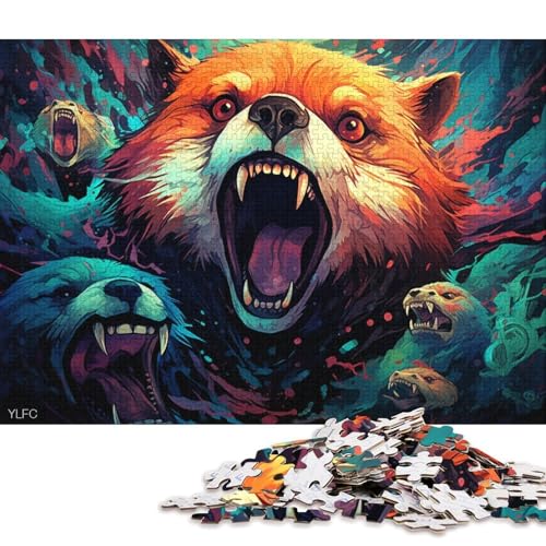 Puzzle für Erwachsene, Wütender roter Panda, 1000-teiliges Puzzle, Lernspiele für Erwachsene und Kinder, Holzpuzzle, lustiges Puzzle für die ganze Familie 75x50cm/1000 Teile von LiJianXXR