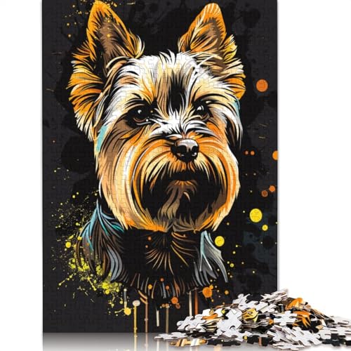 Puzzle für Erwachsene, Yorkshire-Terrier-Hund für Erwachsene, 1000 Teile, Puzzle aus Pappe, Puzzle für Erwachsene und Kinder ab 12 Jahren, Geschenkspielzeug, Größe 38 x 26 cm von LiJianXXR