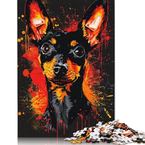 Puzzle für Erwachsene, Zwergpinscher-Hundekunst, 1000 Teile, Puzzle aus Pappe für Erwachsene und Kinder ab 12 Jahren, anspruchsvolle Puzzles für Erwachsene, Größe 38 x 26 cm von LiJianXXR