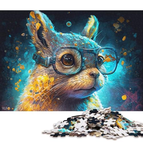 Puzzle für Erwachsene, buntes Eichhörnchen mit Brille, 1000 Teile, Puzzle für Erwachsene, Geschenke, Holzpuzzle für Erwachsene und Kinder ab 12 Jahren, Lernspiele (Größe 75 * 50 cm) von LiJianXXR