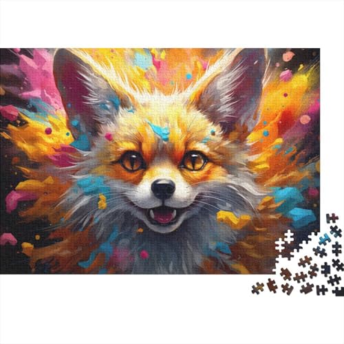 Puzzle für Erwachsene, buntes Fuchsgemälde, Puzzle 1000 Teile für Erwachsene, Holzpuzzle, geeignet für Erwachsene und Kinder über 12 Jahre, unmögliches Puzzle, 50 x 75 cm von LiJianXXR