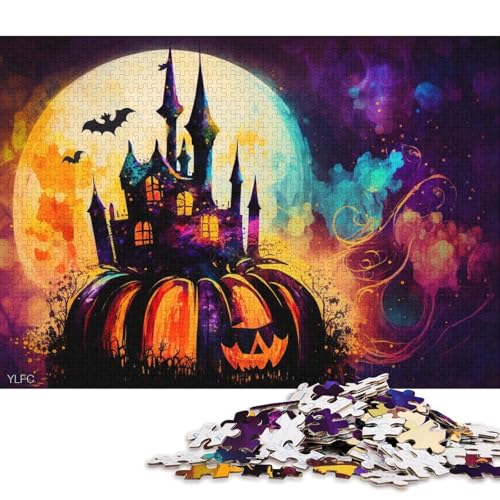 Puzzle für Erwachsene, buntes Kürbisschloss, 1000 Teile, Puzzle für Erwachsene und Kinder, Holzpuzzle für Erwachsene und Kinder ab 12 Jahren, tolles Geschenk für Erwachsene (Größe 75 * 50 cm) von LiJianXXR