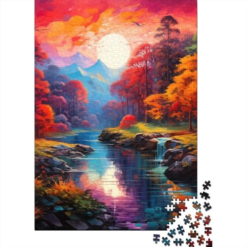 Puzzle für Erwachsene, farbenfrohe Naturlandschaften, 1000 Teile, Puzzle für Erwachsene, Holzpuzzle für Erwachsene, Familienpuzzle (Größe 75 x 50 cm) von LiJianXXR